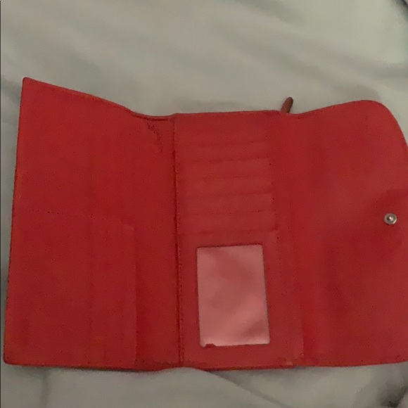 Coral & brown Coach purse with matching wallet - Picture 8 of 8